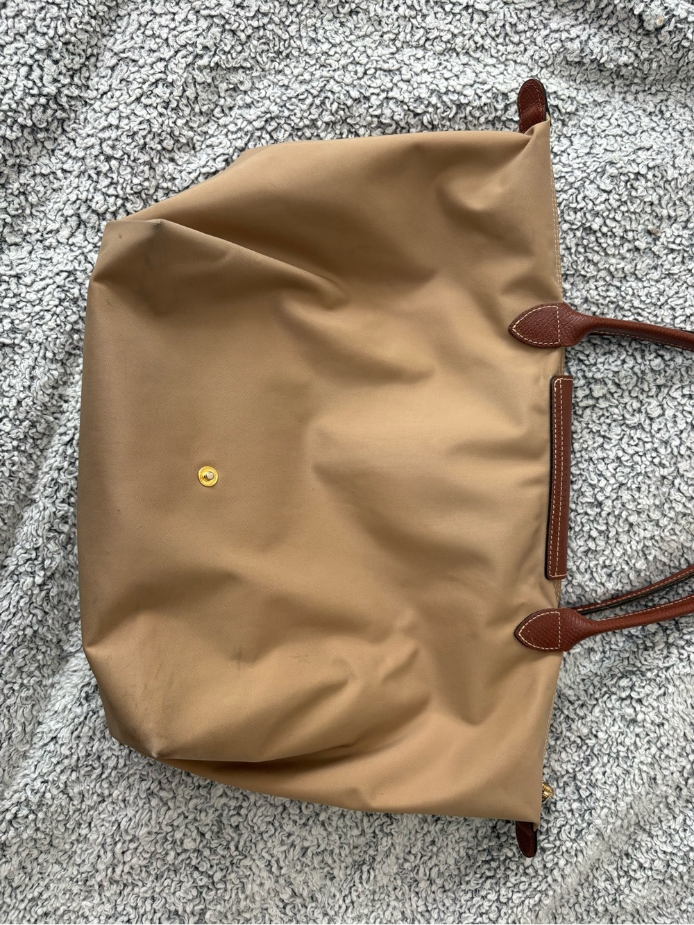 Longchamp Beige Shoulder Tote with Brown Leather Trim - Picture 3 of 4